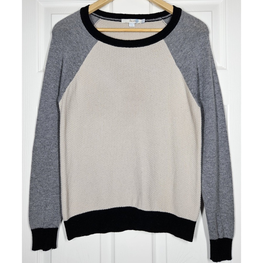 Boden Colorblock Wool Blend Sweater Women's Sz US 4 Raglan Crewneck Waffle Knit